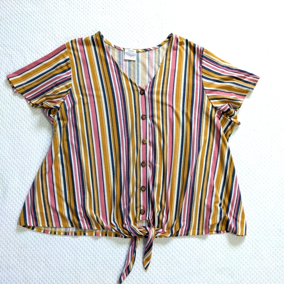 MARINA LUNA Tie Front Faux button down Shirt Sleeve Shirt - Picture 6 of 9